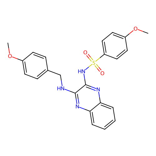 4-methoxy-N-(3-((4-methoxybenzyl)amino)quinoxalin-2-yl)benzenesulfonamide structure