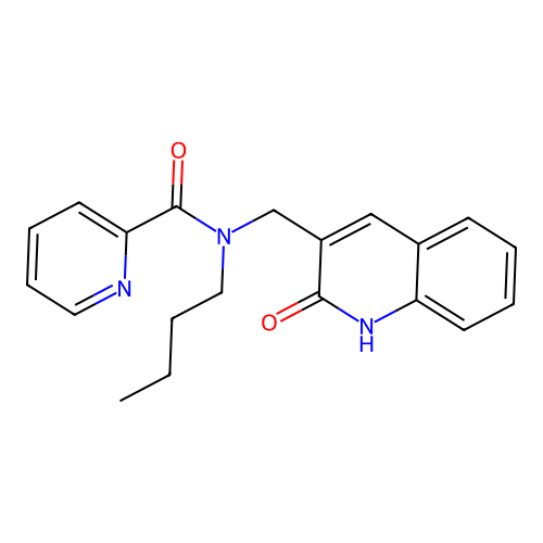N-butyl-N-[(2-oxo-1H-quinolin-3-yl)methyl]pyridine-2-carboxamide structure