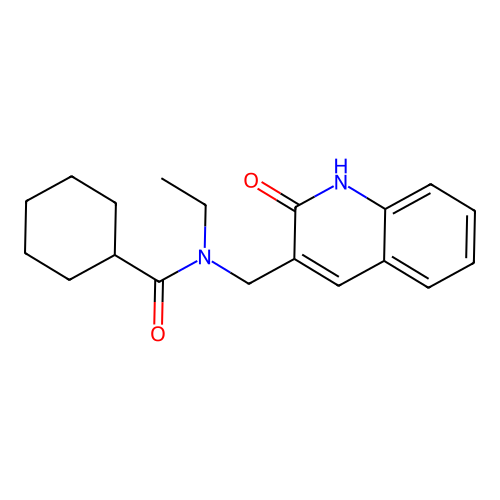 N-ethyl-N-[(2-oxo-1H-quinolin-3-yl)methyl]cyclohexanecarboxamide structure