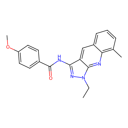 N-(1-ethyl-8-methylpyrazolo[3,4-b]quinolin-3-yl)-4-methoxybenzamide structure