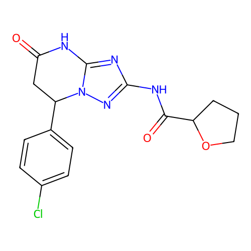 N-(7-(4-chlorophenyl)-5-oxo-4,5,6,7-tetrahydro-[1,2,4]triazolo[1,5-a]pyrimidin-2-yl)tetrahydrofuran-2-carboxamide structure