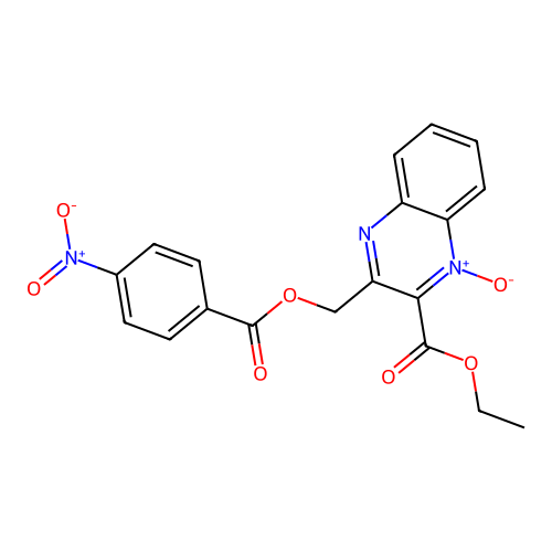 Ethyl 3-[(4-nitrobenzoyl)oxymethyl]-1-oxidoquinoxalin-1-ium-2-carboxylate structure