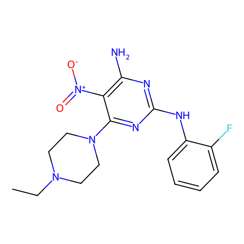 6-(4-Ethyl-piperazin-1-yl)-N*2*-(2-fluoro-phenyl)-5-nitro-pyrimidine-2,4-diamine structure