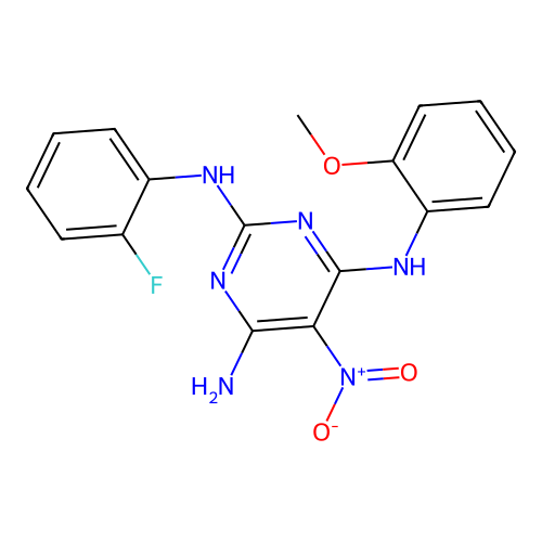 N2-(2-Fluorophenyl)-N4-(2-methoxyphenyl)-5-nitropyrimidine-2,4,6-triamine structure
