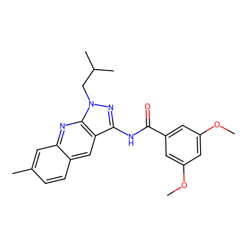 N-(1-isobutyl-7-methyl-1H-pyrazolo[3,4-b]quinolin-3-yl)-3,5-dimethoxybenzamide structure