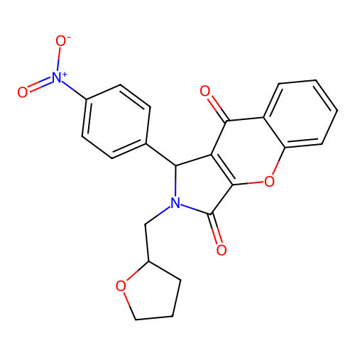 1-(4-nitrophenyl)-2-(oxolan-2-ylmethyl)-1H-chromeno[2,3-c]pyrrole-3,9-dione structure