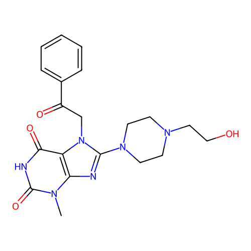 8-[4-(2-Hydroxyethyl)piperazin-1-yl]-3-methyl-7-phenacylpurine-2,6-dione structure