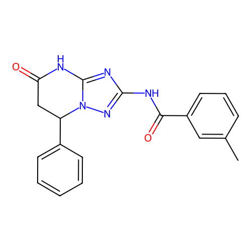 3-methyl-N-(5-oxo-7-phenyl-3,5,6,7-tetrahydro[1,2,4]triazolo[1,5-a]pyrimidin-2-yl)benzamide structure