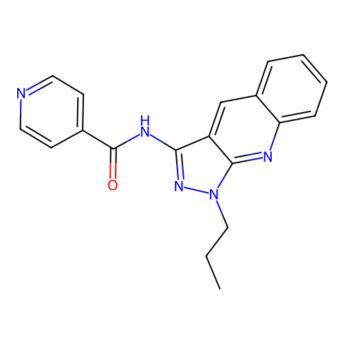 N-(1-propylpyrazolo[3,4-b]quinolin-3-yl)pyridine-4-carboxamide structure