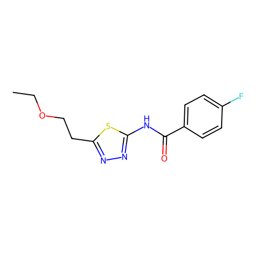 N-(5-(2-ethoxyethyl)-1,3,4-thiadiazol-2-yl)-4-fluorobenzamide structure