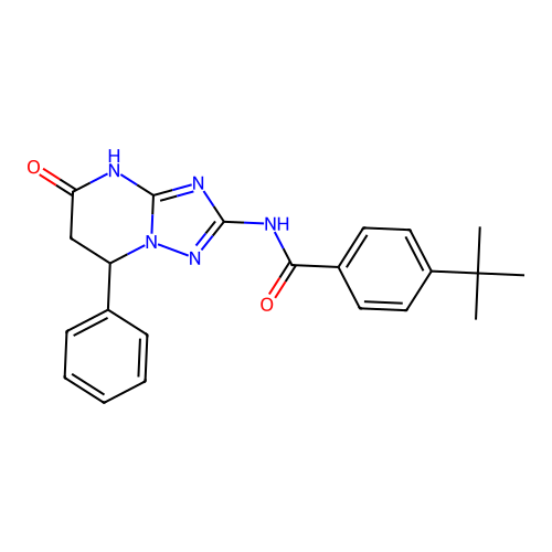4-(tert-butyl)-N-(5-oxo-7-phenyl-4,5,6,7-tetrahydro-[1,2,4]triazolo[1,5-a]pyrimidin-2-yl)benzamide structure