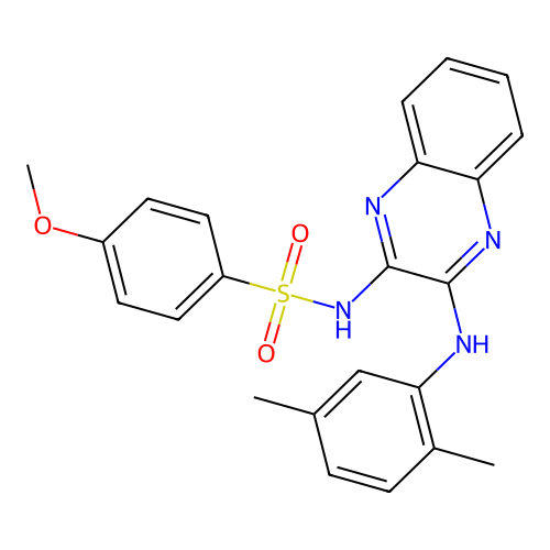 N-(3-((2,5-dimethylphenyl)amino)quinoxalin-2-yl)-4-methoxybenzenesulfonamide structure