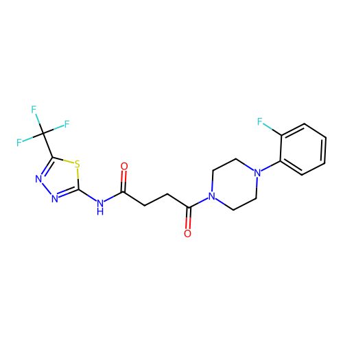 4-(4-(2-fluorophenyl)piperazin-1-yl)-4-oxo-N-(5-(trifluoromethyl)-1,3,4-thiadiazol-2-yl)butanamide structure