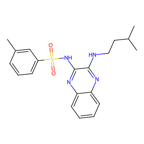 3-methyl-N-{3-[(3-methylbutyl)amino]quinoxalin-2-yl}benzenesulfonamide structure