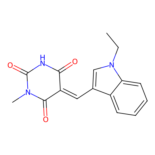 (5E)-5-[(1-ethylindol-3-yl)methylidene]-1-methyl-1,3-diazinane-2,4,6-trione structure