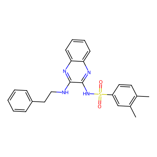 3,4-dimethyl-N-{3-[(2-phenylethyl)amino]quinoxalin-2-yl}benzenesulfonamide structure