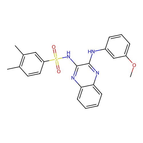N-(3-((3-methoxyphenyl)amino)quinoxalin-2-yl)-3,4-dimethylbenzenesulfonamide structure