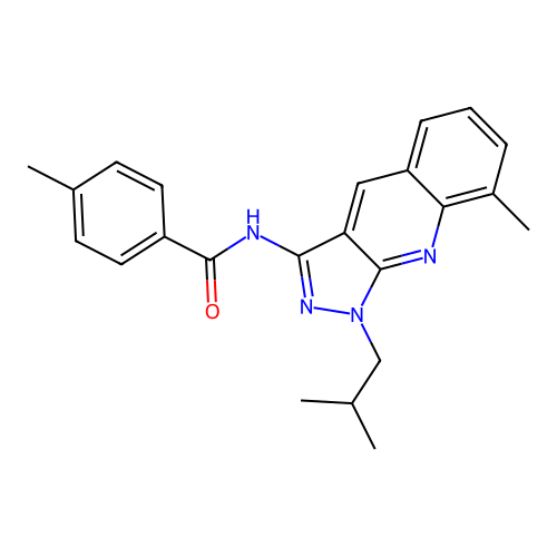 4-methyl-N-[8-methyl-1-(2-methylpropyl)pyrazolo[3,4-b]quinolin-3-yl]benzamide structure