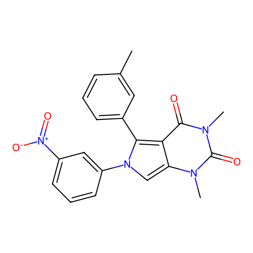 1,3-dimethyl-5-(3-methylphenyl)-6-(3-nitrophenyl)pyrrolo[3,4-d]pyrimidine-2,4-dione structure