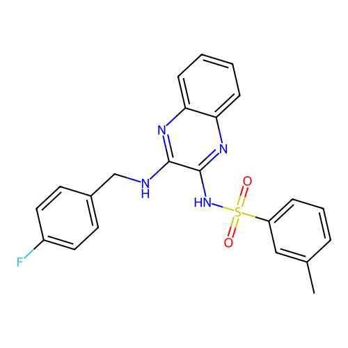 N-(3-((4-fluorobenzyl)amino)quinoxalin-2-yl)-3-methylbenzenesulfonamide structure
