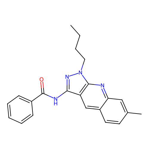 N-(1-butyl-7-methylpyrazolo[3,4-b]quinolin-3-yl)benzamide structure