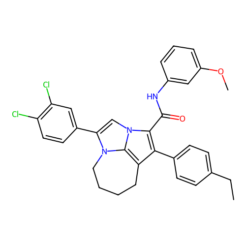 4-(3,4-dichlorophenyl)-1-(4-ethylphenyl)-N-(3-methoxyphenyl)-5,6,7,8-tetrahydro-2a,4a-diazacyclopenta[cd]azulene-2-carboxamide structure