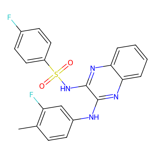 4-fluoro-N-{3-[(3-fluoro-4-methylphenyl)amino]quinoxalin-2-yl}benzenesulfonamide structure