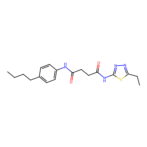 N-(4-butylphenyl)-N'-[(2E)-5-ethyl-1,3,4-thiadiazol-2(3H)-ylidene]butanediamide structure