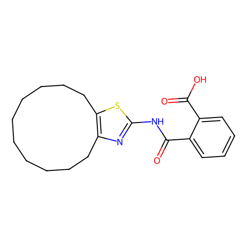 2-((4,5,6,7,8,9,10,11,12,13-decahydrocyclododeca[d]thiazol-2-yl)carbamoyl)benzoic acid structure