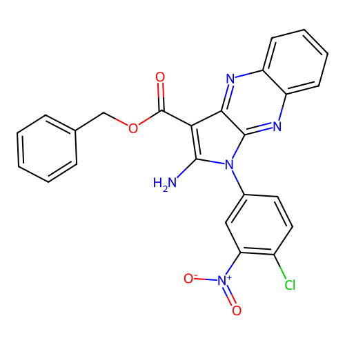 benzyl 2-amino-1-(4-chloro-3-nitrophenyl)-1H-pyrrolo[2,3-b]quinoxaline-3-carboxylate structure