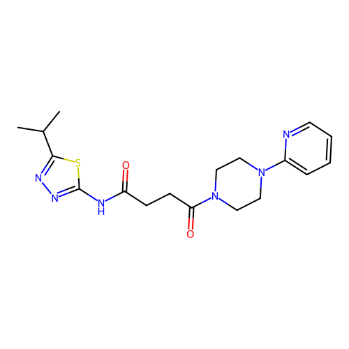 4-oxo-N-(5-propan-2-yl-1,3,4-thiadiazol-2-yl)-4-(4-pyridin-2-ylpiperazin-1-yl)butanamide structure