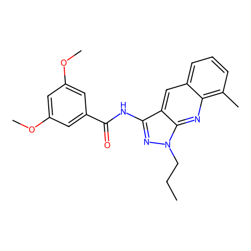 3,5-dimethoxy-N-(8-methyl-1-propylpyrazolo[3,4-b]quinolin-3-yl)benzamide structure