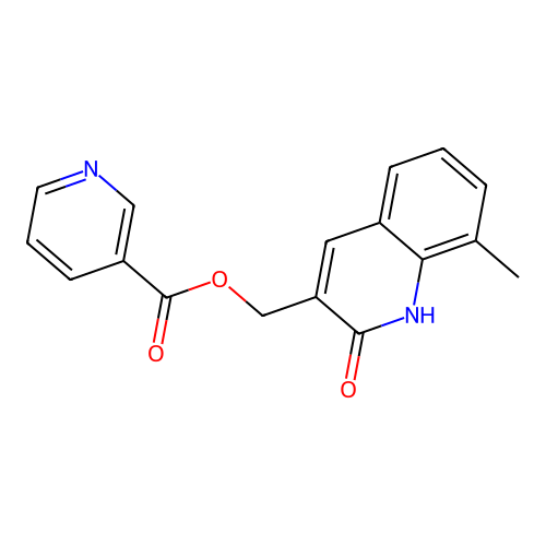 (8-Methyl-2-oxo-1,2-dihydroquinolin-3-yl)methyl pyridine-3-carboxylate structure