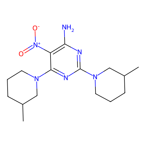 2,6-Bis(3-methylpiperidin-1-yl)-5-nitropyrimidin-4-amine structure