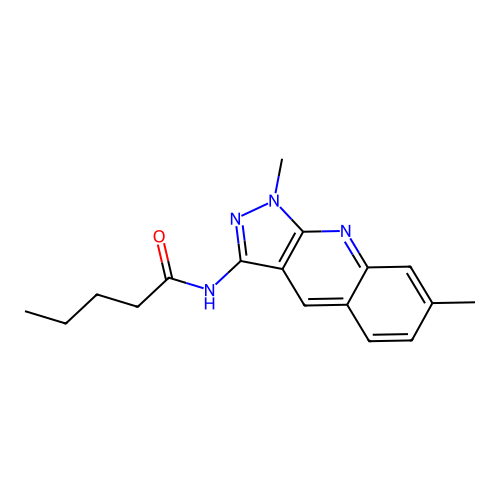 N-(1,7-dimethylpyrazolo[3,4-b]quinolin-3-yl)pentanamide structure