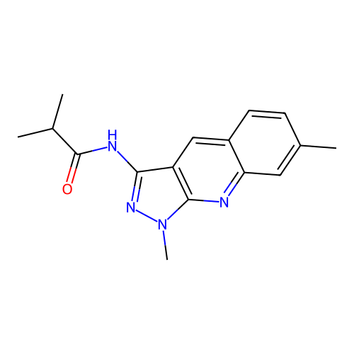 N-(1,7-dimethyl-1H-pyrazolo[3,4-b]quinolin-3-yl)isobutyramide structure