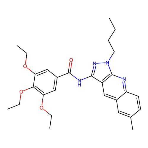 N-(1-butyl-6-methylpyrazolo[3,4-b]quinolin-3-yl)-3,4,5-triethoxybenzamide structure