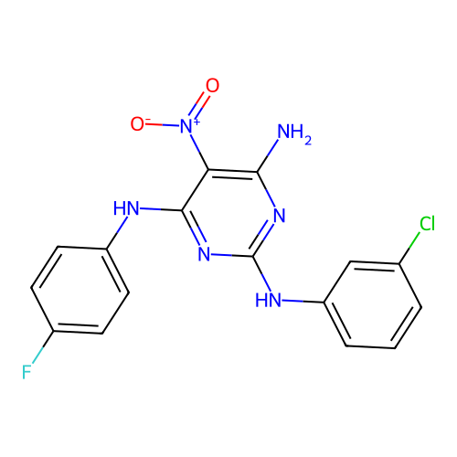 {6-Amino-2-[(3-chlorophenyl)amino]-5-nitropyrimidin-4-yl}(4-fluorophenyl)amine structure