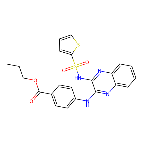 Propyl 4-({3-[(thiophen-2-ylsulfonyl)amino]quinoxalin-2-yl}amino)benzoate structure