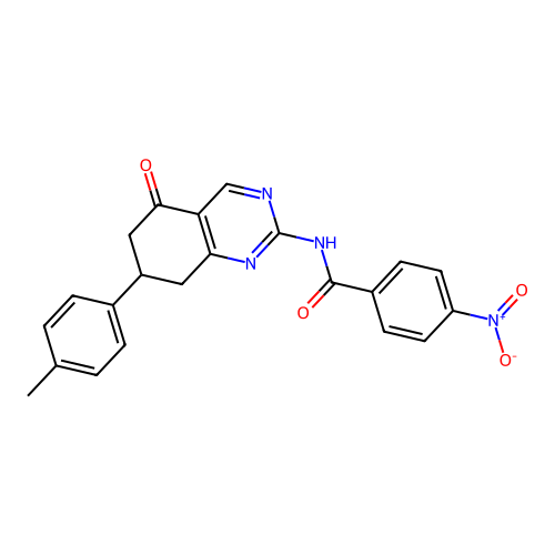 N-[7-(4-methylphenyl)-5-oxo-5,6,7,8-tetrahydroquinazolin-2-yl]-4-nitrobenzamide structure