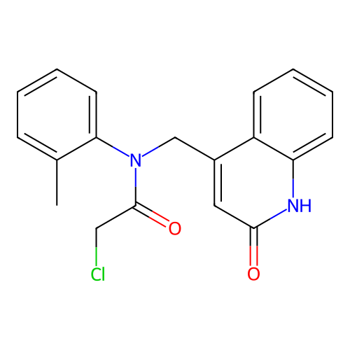 2-chloro-N-(2-methylphenyl)-N-[(2-oxo-1,2-dihydroquinolin-4-yl)methyl]acetamide structure