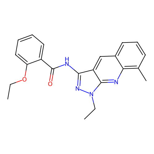 2-ethoxy-N-(1-ethyl-8-methylpyrazolo[3,4-b]quinolin-3-yl)benzamide structure