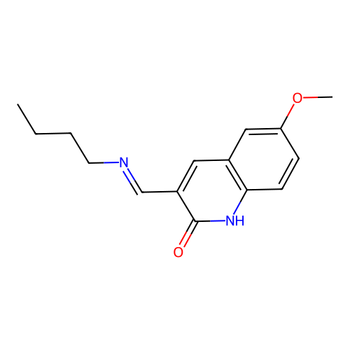 3-[(E)-(butylimino)methyl]-6-methoxyquinolin-2(1H)-one structure