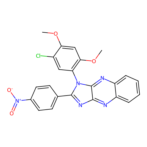 1-(5-chloro-2,4-dimethoxyphenyl)-2-(4-nitrophenyl)-1H-imidazo[4,5-b]quinoxaline structure
