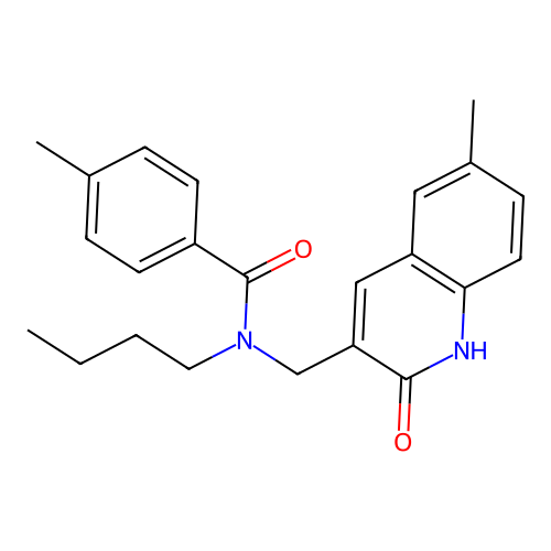 N-butyl-4-methyl-N-[(6-methyl-2-oxo-1H-quinolin-3-yl)methyl]benzamide structure