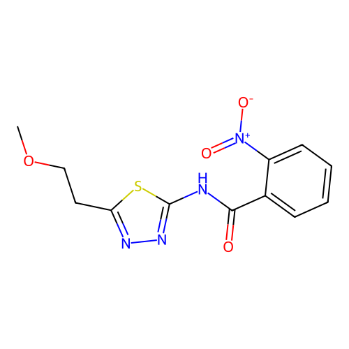 N-(5-(2-methoxyethyl)-1,3,4-thiadiazol-2-yl)-2-nitrobenzamide structure