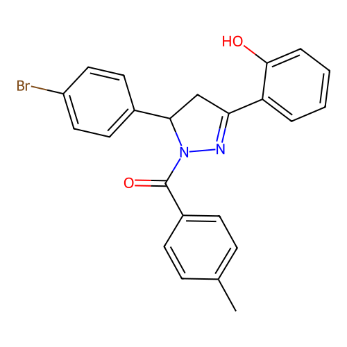 6-[5-(4-bromophenyl)-1-(4-methylbenzoyl)pyrazolidin-3-ylidene]cyclohexa-2,4-dien-1-one structure