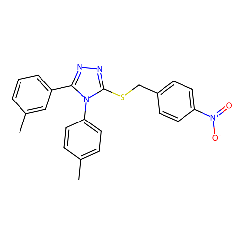 3-(3-methylphenyl)-4-(4-methylphenyl)-5-[(4-nitrophenyl)methylsulfanyl]-1,2,4-triazole structure