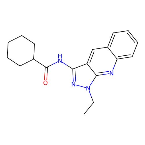 N-(1-ethylpyrazolo[3,4-b]quinolin-3-yl)cyclohexanecarboxamide structure