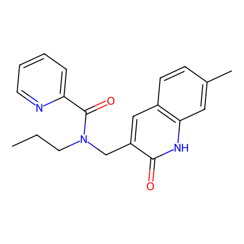N-[(7-methyl-2-oxo-1H-quinolin-3-yl)methyl]-N-propyl-2-pyridinecarboxamide structure